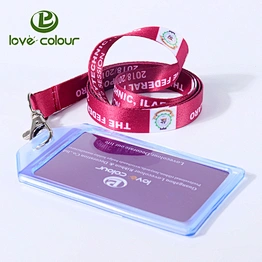 Fashion hard plastic id card holder custom polyester exhibition lanyards