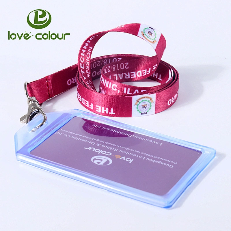 Fashion hard plastic id card holder custom polyester exhibition lanyards