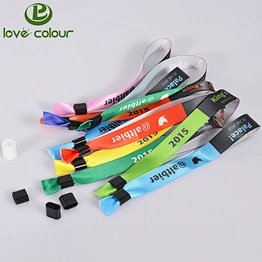 Customized fabric festival muiti-colored wristband bead lock/slide lock wristband