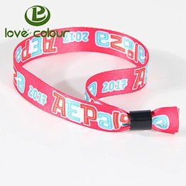 Cheap custom fabric heat transfer slide plastic lock wristband no minimum