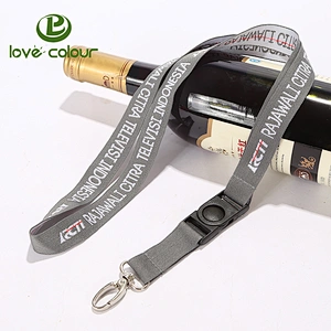 Custom polyester woven jacquard lanyard string with plastic detach clip