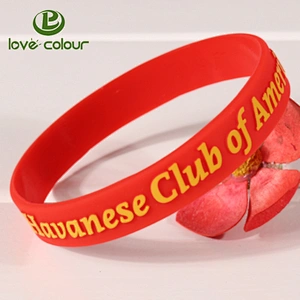 Bulk Cheap Custom Embossed Company Logo Silicone Bracelet