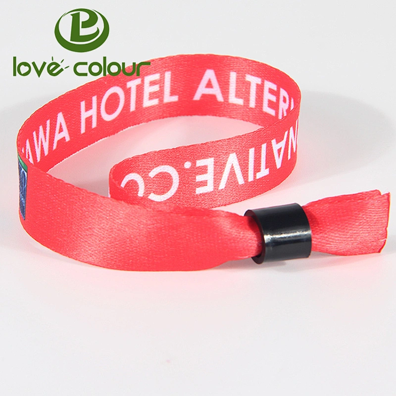 Custom polyester letter printing ribbon hand bracelet fabric wristbands