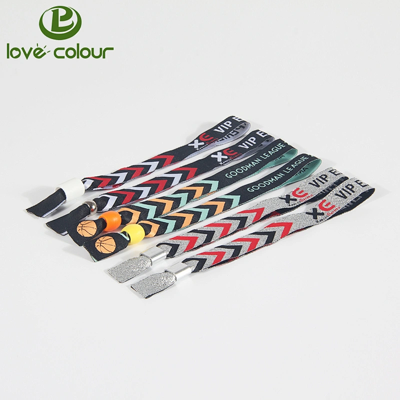 Factory directly custom festival woven ribbon wristband with lock