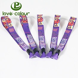 Popular items full color funny polyester wristband with metal lock