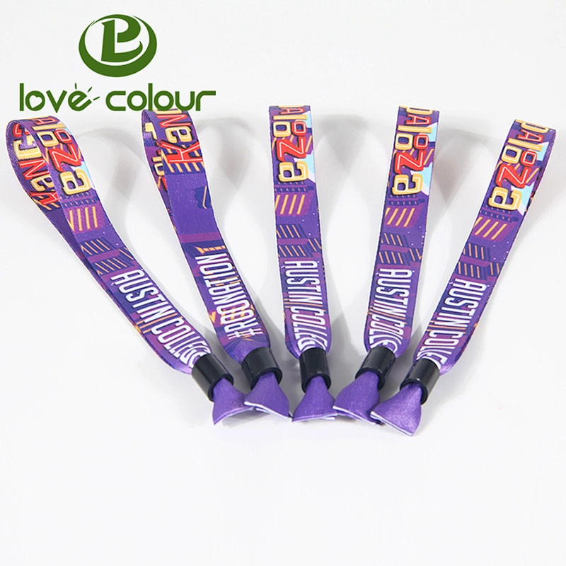 Popular items full color funny polyester wristband with metal lock