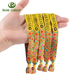 Lovecolour custom plastic clip woven wristband for festival / polyester wrist band bracelets