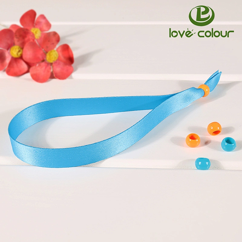 Customized design secure plastic lock webbing polyester wristband bracelet