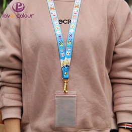 Custom ID Card Holder sublimation Polyester Ribbon Lanyard Strap