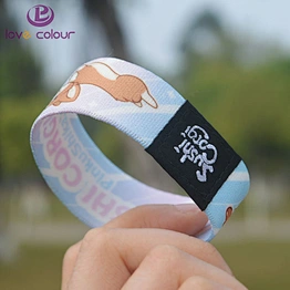 Custom made polyester elastic ribbon bracelets wristband