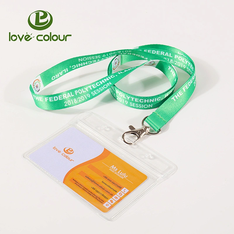 Custom polyester multicolor lanyard strap with plastic clip for id badge holder