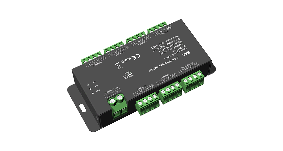 SA6 SPI Signal Splitter for RGB Pixel LED Strip