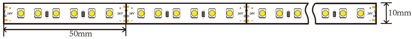 3528 LED Flexible Strip 24V 120LED Size Parameters