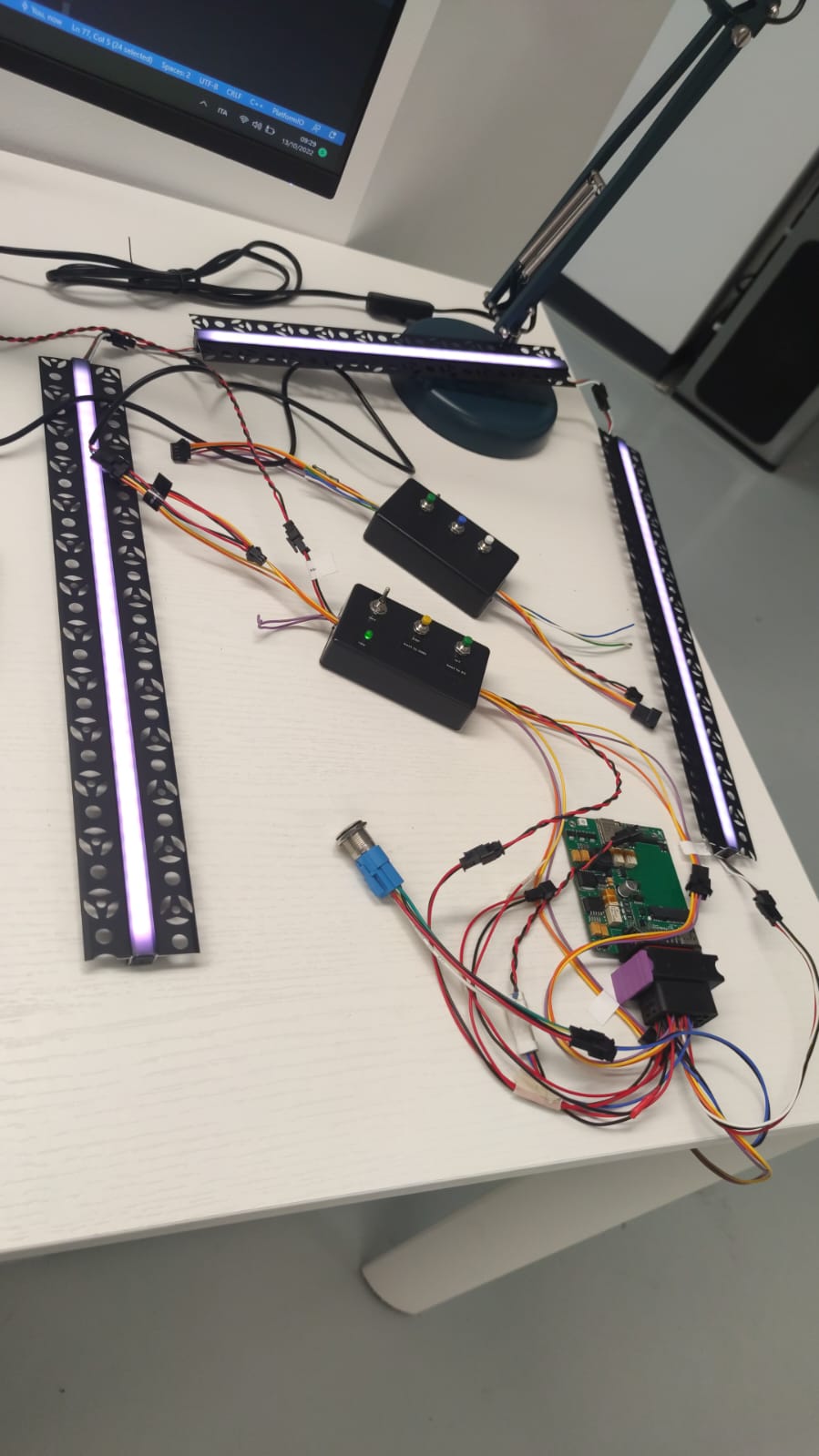 Black aluminium profile with LED strip