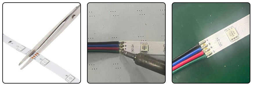 rgb led strip soldering connection guide