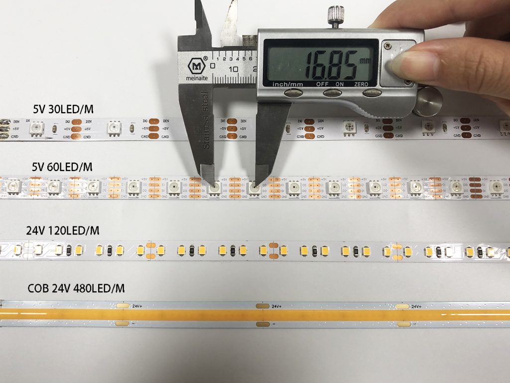 LED strips with different numbers of LEDs