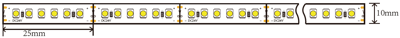 24V 3528 LED Strip 240LED Dimension Image