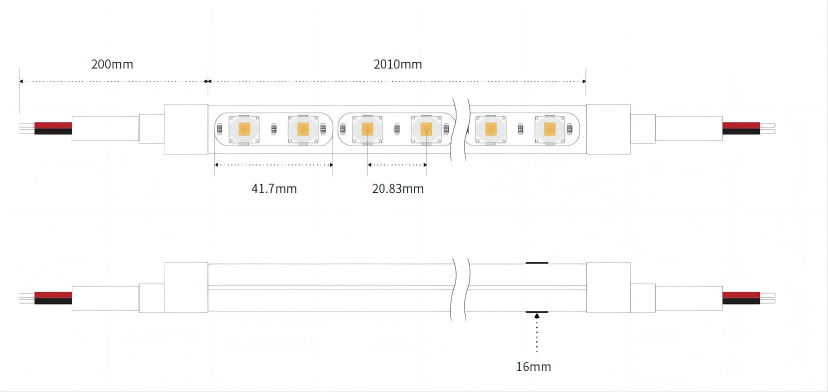 flex led wall washer 16x16mm dimensions drawing
