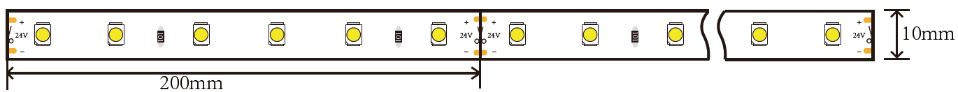 24V 3528 30 LED Strip Size Diagram