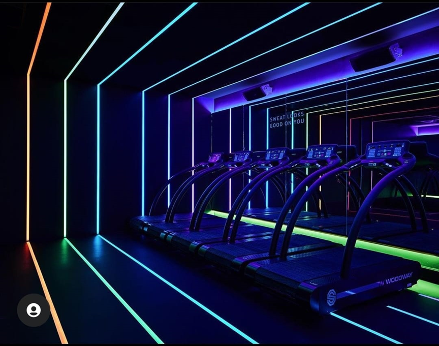 gym interior fit out project commercial space led strip installation