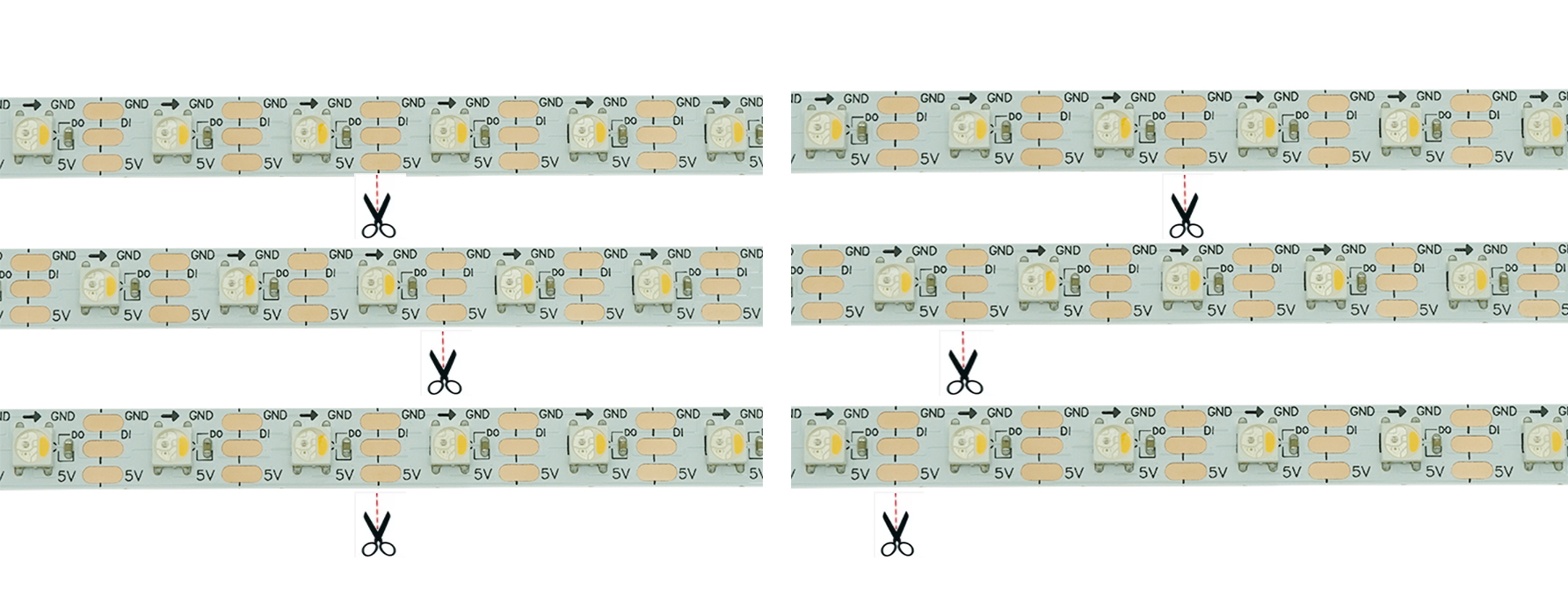 Flexible Cutting 5V SK6812 RGBW led strip