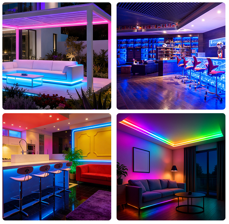 addressable led light strip holiday decoration rainbow flow