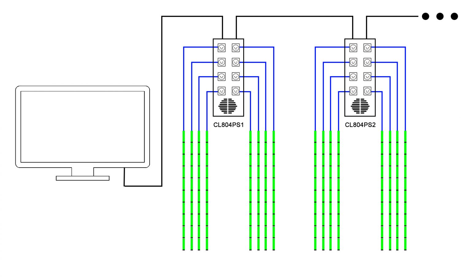 drawing for how to connect controller and pixel bar