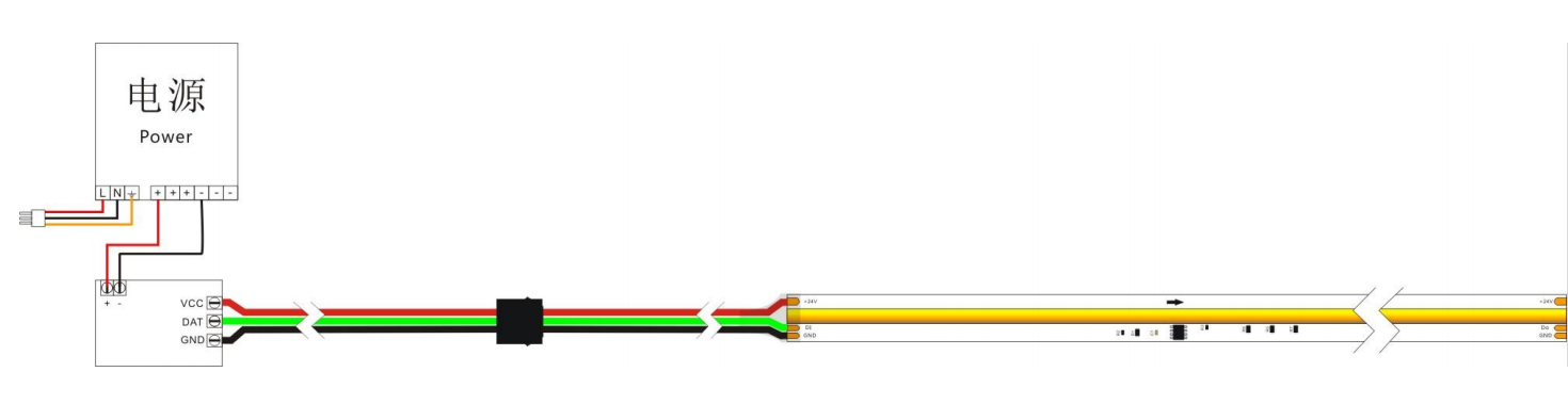Digital white COB LED tape light Connect Drawing