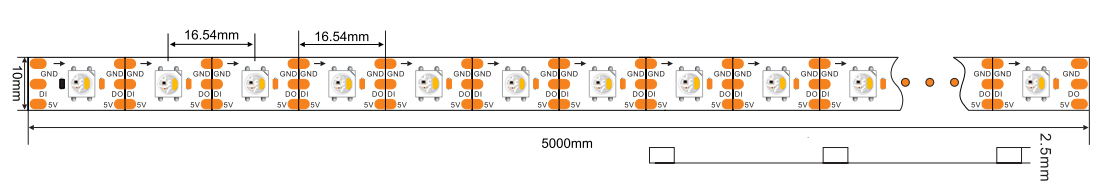 5V SK6812 RGBW 60LED Size diagram