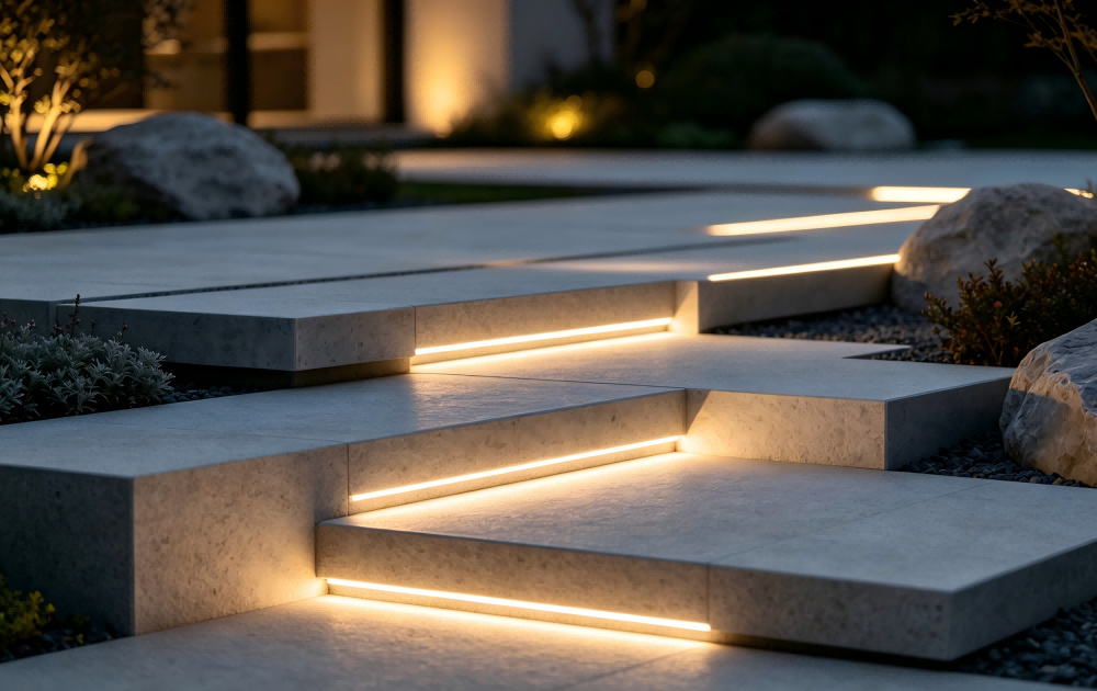 Waterproof Recessed LED Strip Lighting for Outdoor Stair Safety