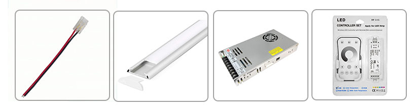 led strip installation kit aluminum diffuser power supply controller connector