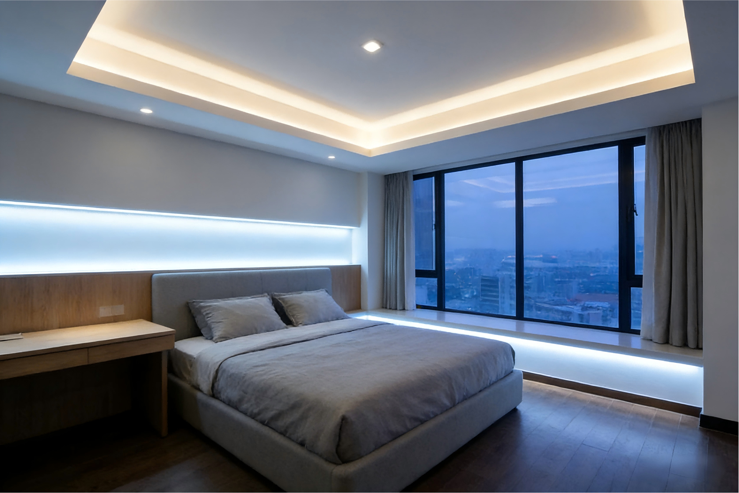 bedroom led light strips in room