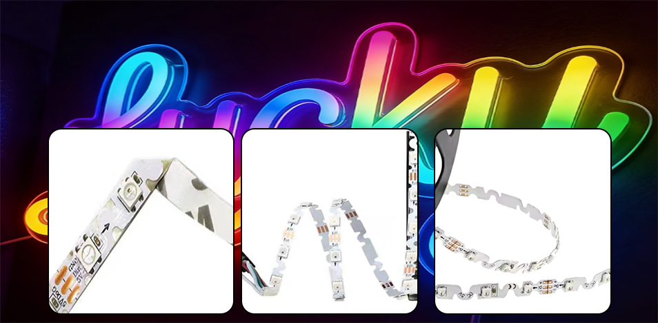 flexible bendable led tape on curved surface