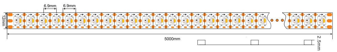5V SK6812 RGBW 144LED Size Diagram