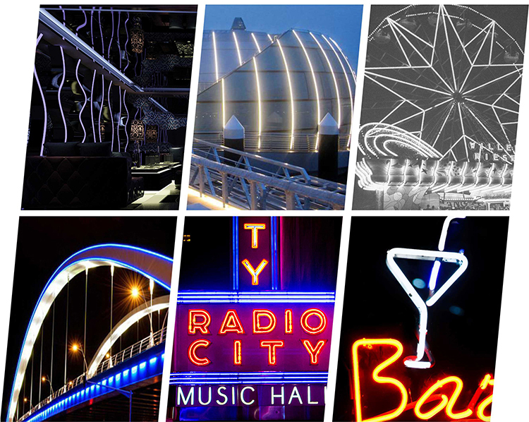 led strips outside architectural facade lighting