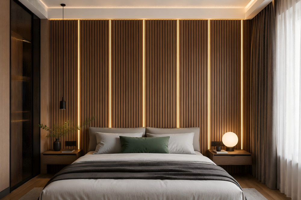 slat wall with led lights
