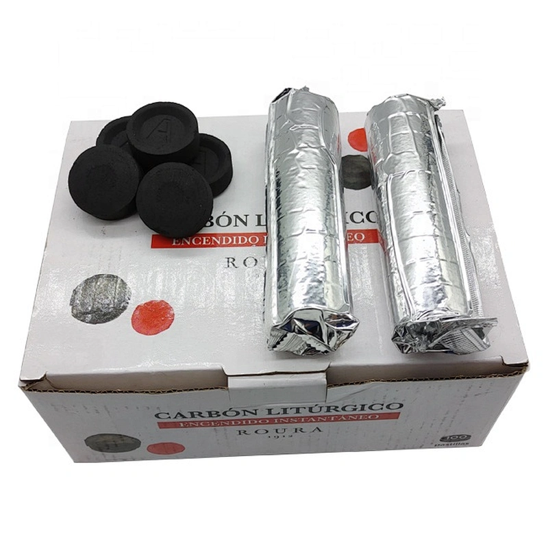 HQRM4001 HongQiang 40mm Instant Light Round Wood Charcoal for Incense/Hookah