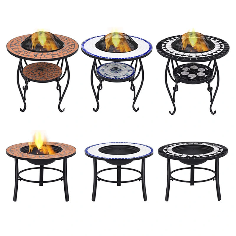 HQMF-R701 HongQiang Mosaic Fire Pit Table For Garden Outdoor Barbecue Cooking Table Stove Grill