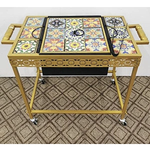 HQMF-S6442 HongQiang Mosaic Fire Pit Ourdoor Rectangular Tile Fire Table BBQ Grill for Garden