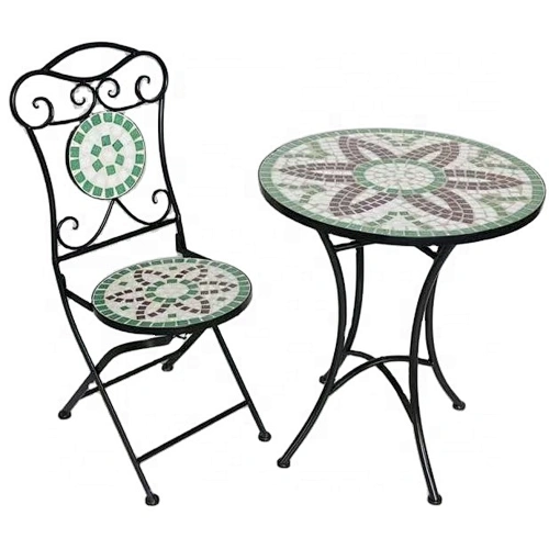 HQ-M0002 HongQiang Mosaic tile table outdoor bistro set garden furniture with chairs
