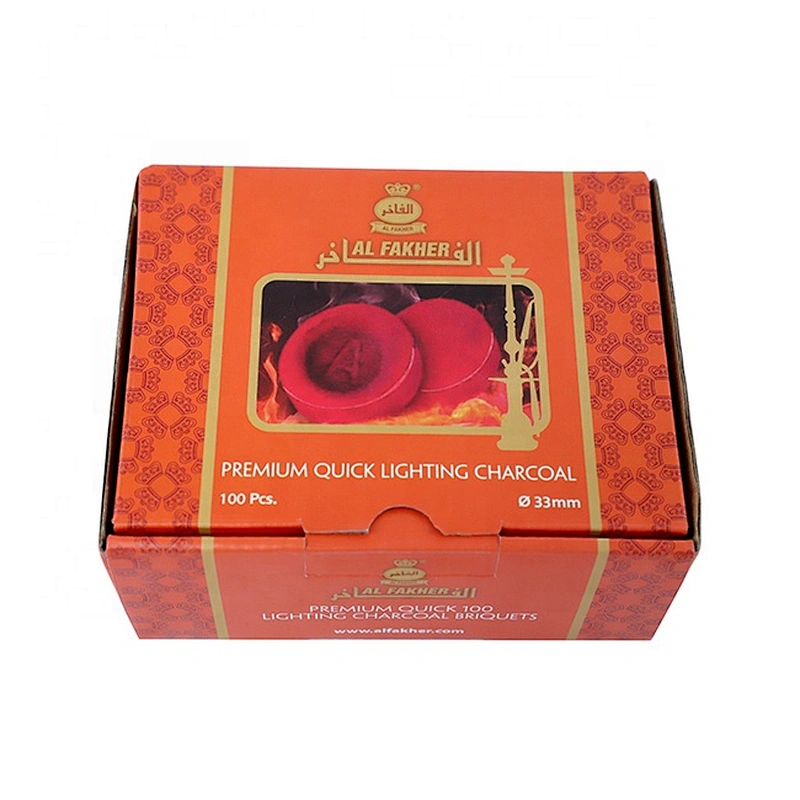 HQRM3380 HongQiang Al Fakher Instant Light Bamboo / Fruit Wood Round Shisha Charcoal Tablets