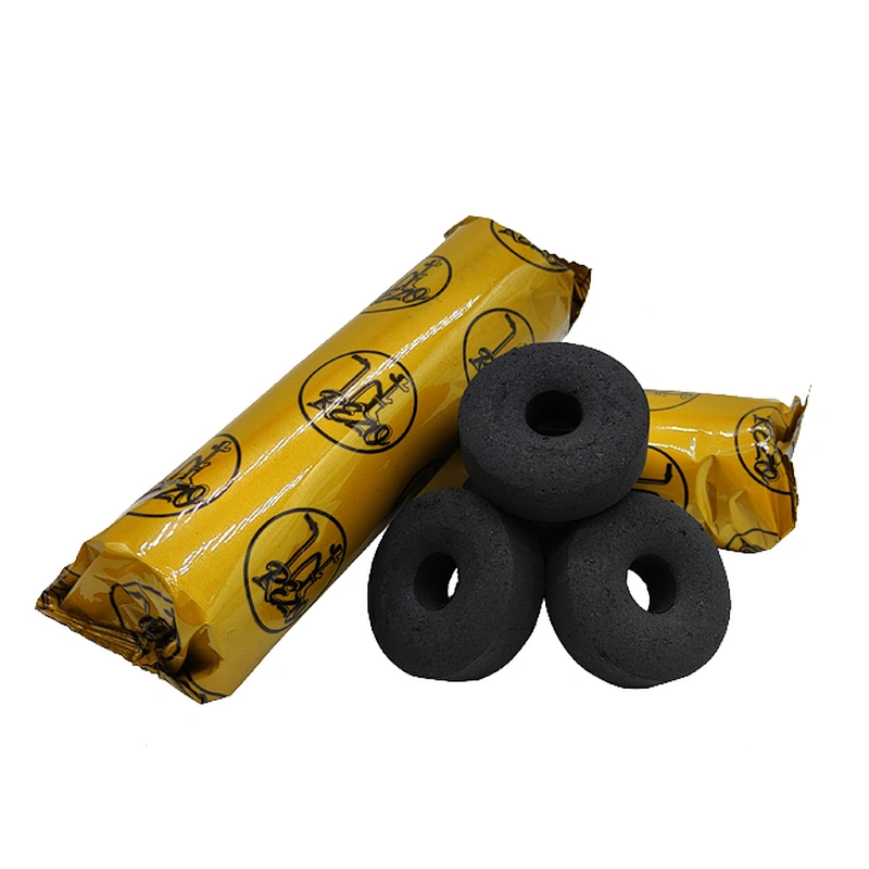 HQRM4080 HongQiang factory hot selling black shisha incense easy ignite hookah hole round charcoal