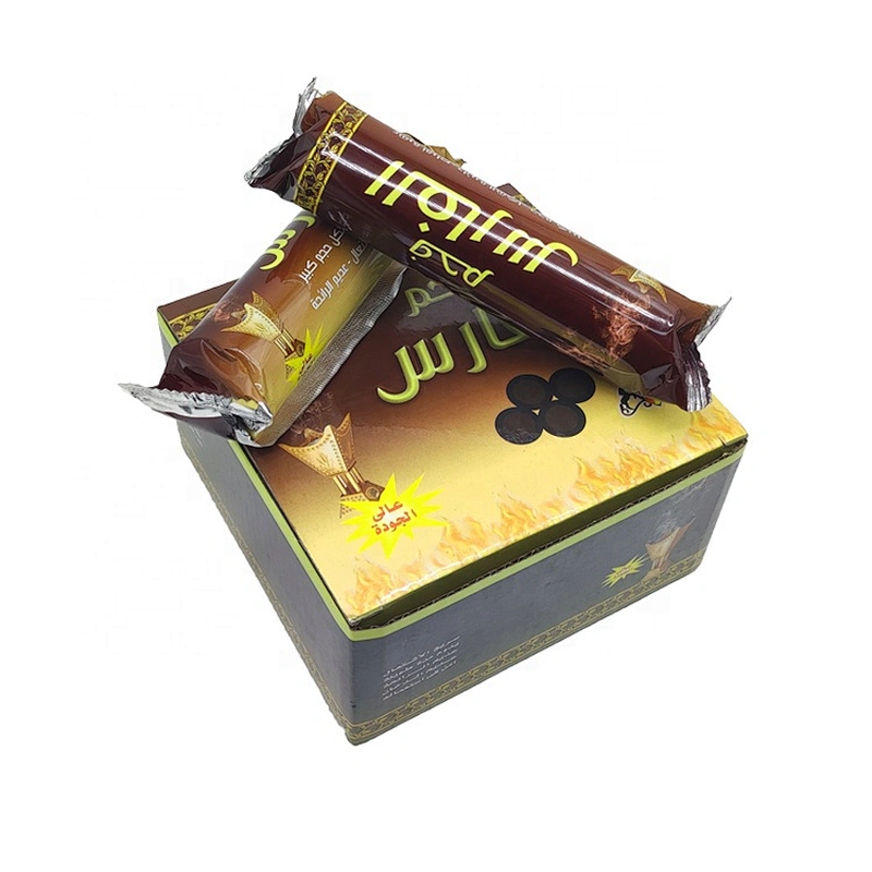 HQRM3380 HongQiang 33mm Golden Coal Fruit Wood Hookah Incense Flavor Round Charcoal