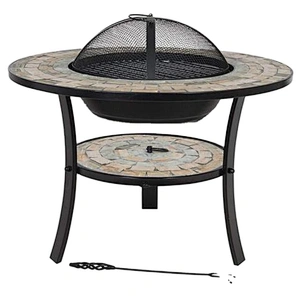 HQMF-R762 HongQiang Round Mosaic Fire Pit Table Patio Heater Garden Stove
