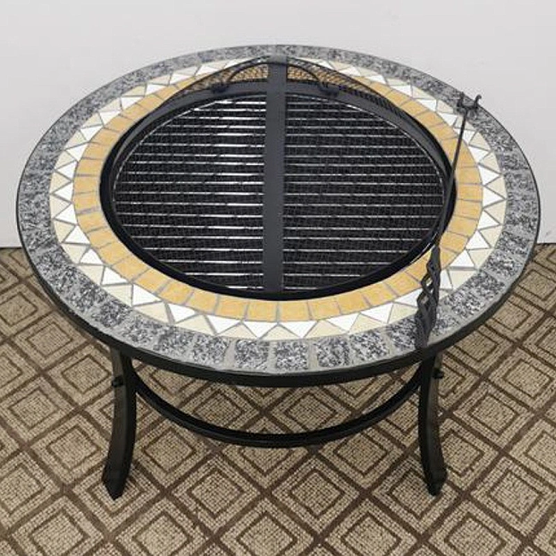 HQMF-R702 HongQiang Outdoor BBQ Grill Set Mosaic Fire Pit table  barbecue Tile Table