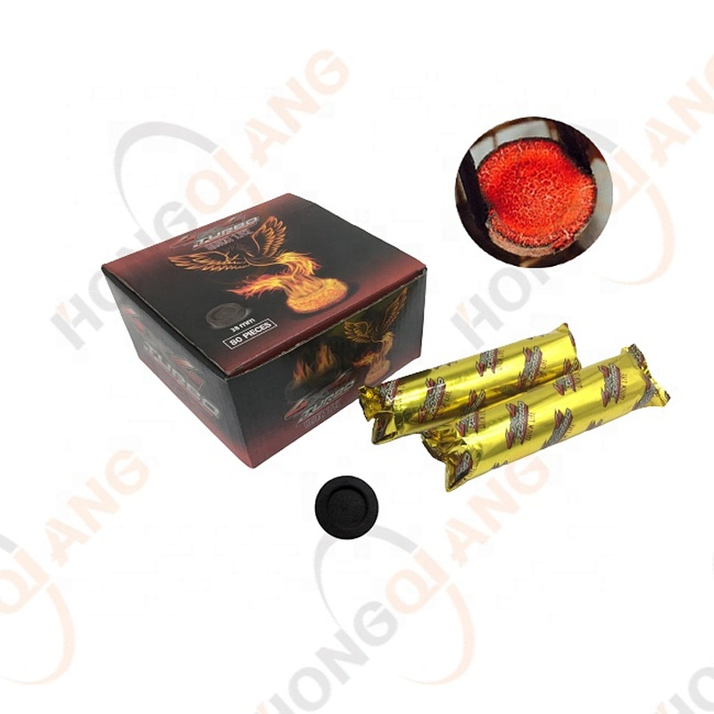 HQRM3880 Hongqiang Instant Smokeless charcoal 38mm Round Charcoal Tablets for Shisha Hookah