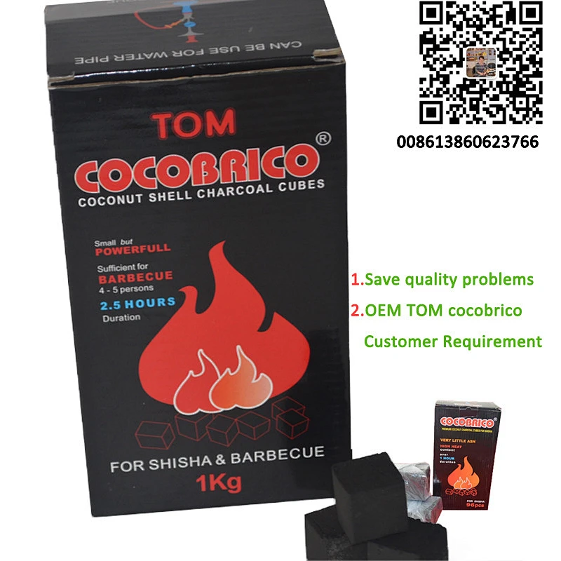 Hongqiang coconut shell cube shape shisha charcoal for sale