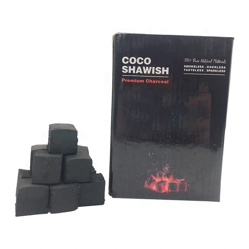 HQHC0025 HongQiang Hot Selling Low ash coconut shell cube charcoal Square coal Cocobrico for Shisha hookah