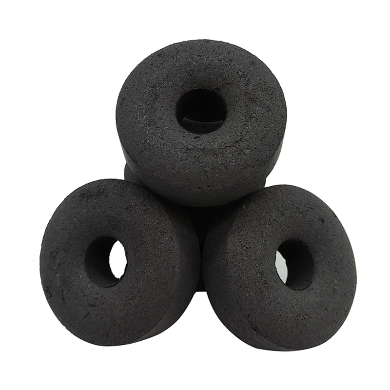 HQRM4080 HongQiang factory hot selling black shisha incense easy ignite hookah hole round charcoal