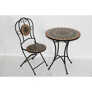 HQ-M0010 HongQiang mosaic table outdoor floding dining table bistro set with chair